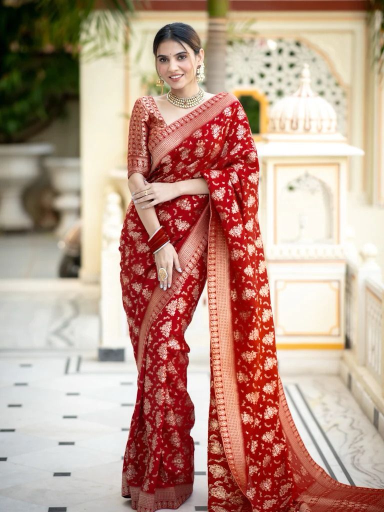 Red color soft cotton silk saree