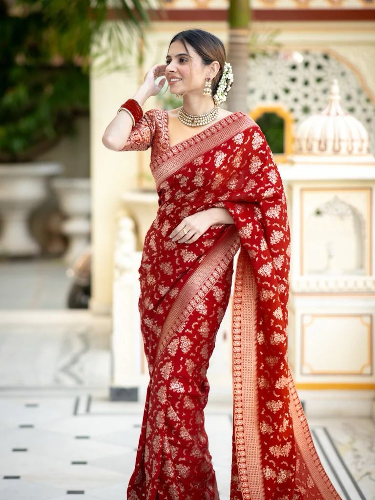 Red color soft cotton silk saree