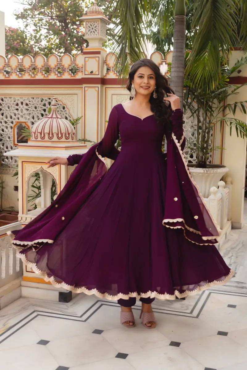 Purple Color Georgette With Sequence Work Anarkali Suit