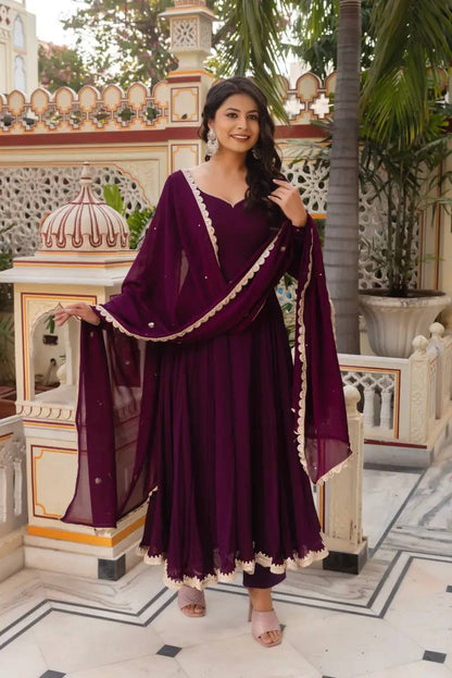 Purple Color Georgette With Sequence Work Anarkali Suit