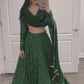 Green Chikankari Lehenga Set With Choli & Dupatta by Shree Fashion