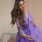 Lavender Floral Anarkali Suit With Embellished Dupatta