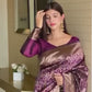 Woven Zari Dark Purple Silk Saree