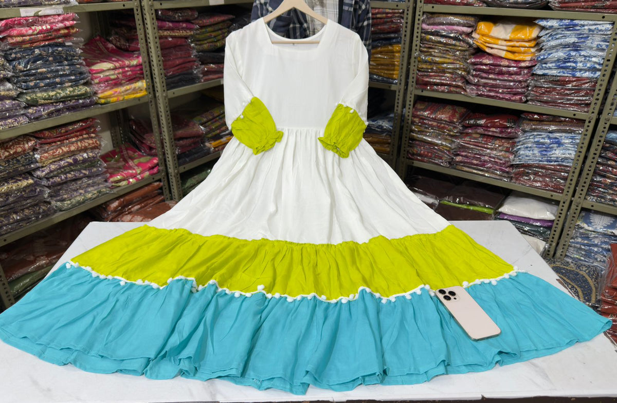Full flair beautiful gown with lace work