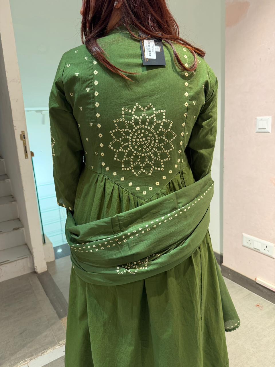 New discharge print kurti pant dupatta set