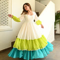 Full flair beautiful gown with lace work