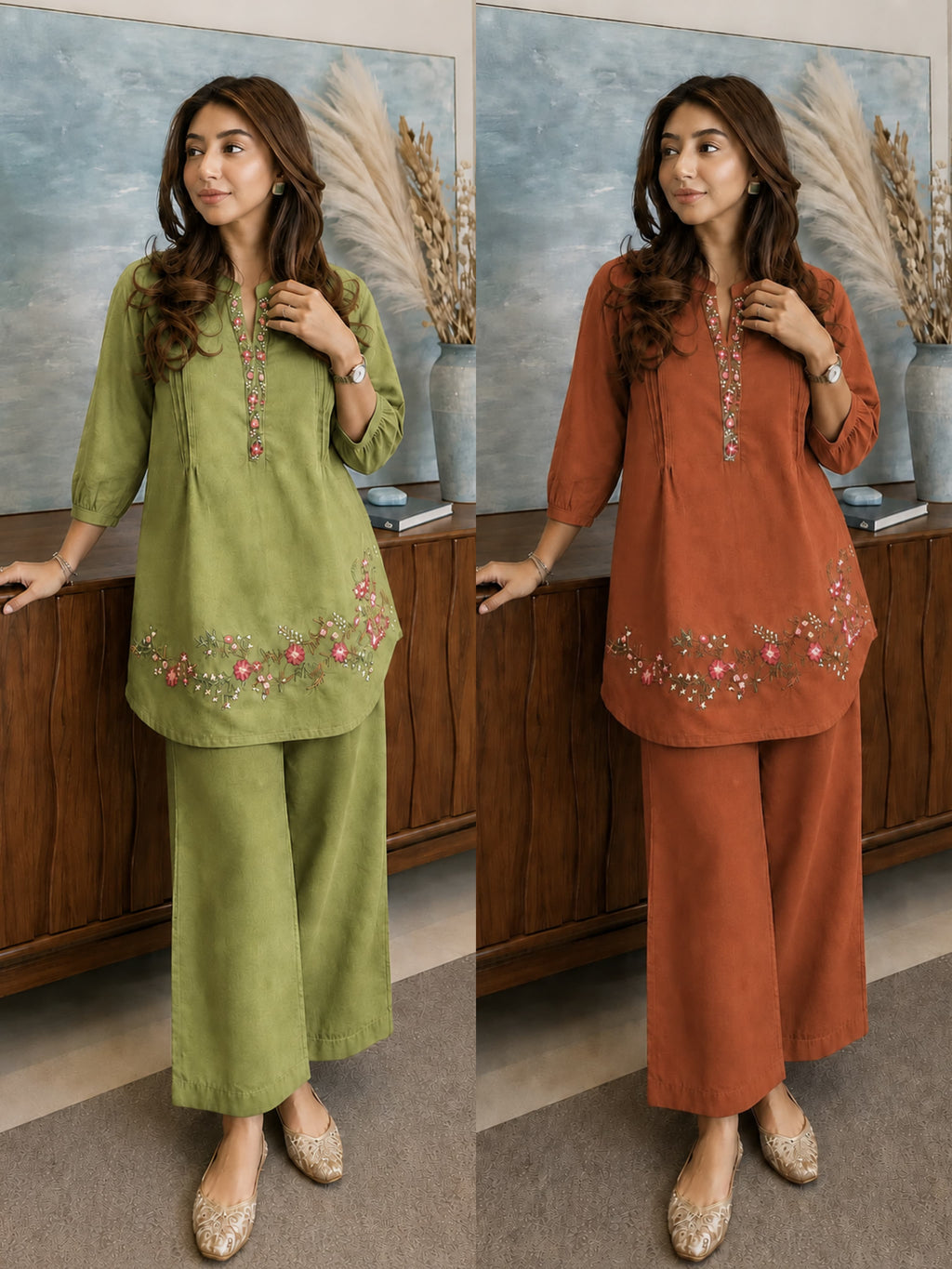 Embroidered Cord Set Paired With Pant