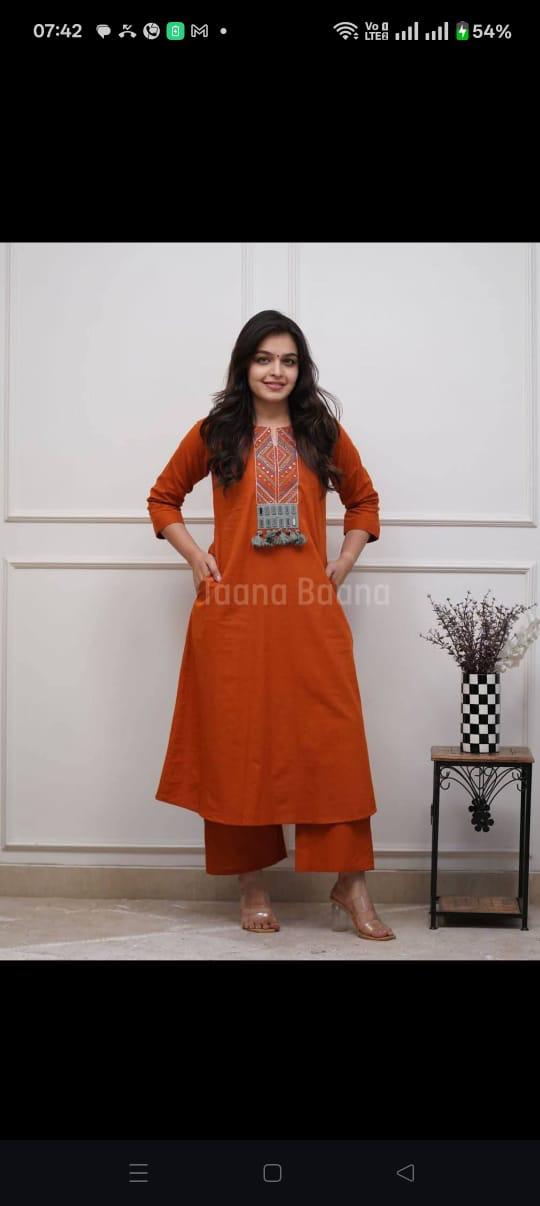 Cord set in Aline pattern paired with Ankle length palazzo*
