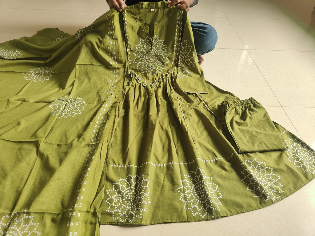 New discharge print kurti pant dupatta set