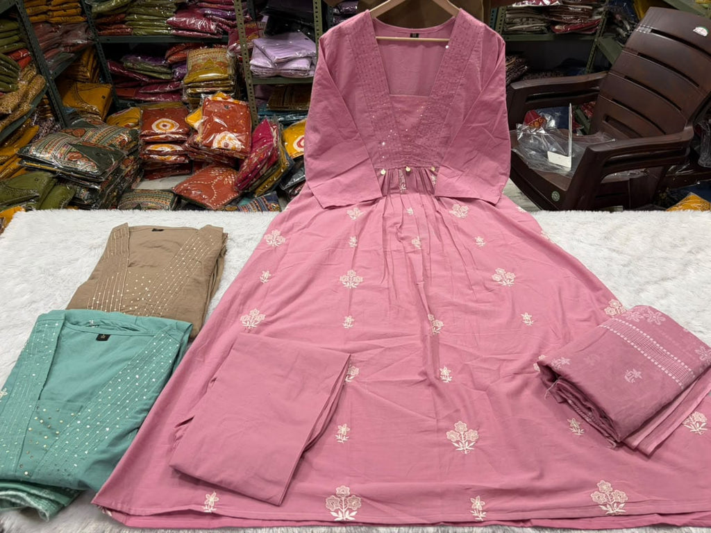 Anarkali kurti pant dupatta set
