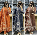 A-line kurti pant dupatta set with sanganeri print