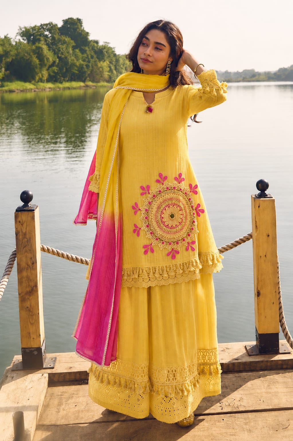 Cotton siffily kurti pant dupatta set