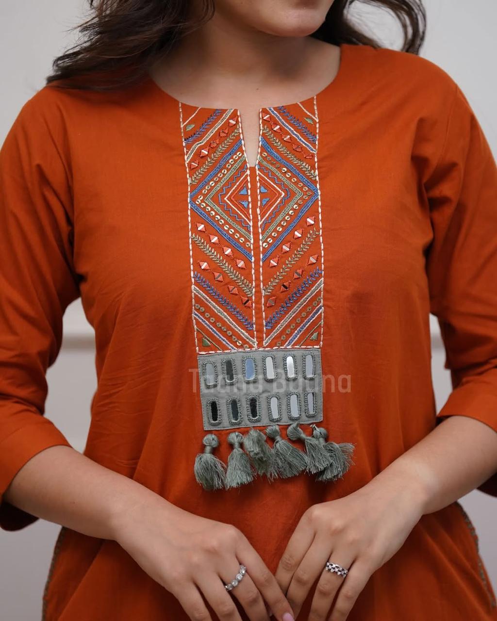 Cord set in Aline pattern paired with Ankle length palazzo*